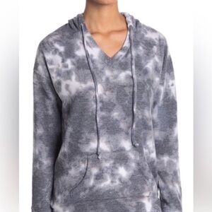 Theo & Spence Sz S SOFT COZY Marble Grey Tie Dye Hoodie Top NWT B52